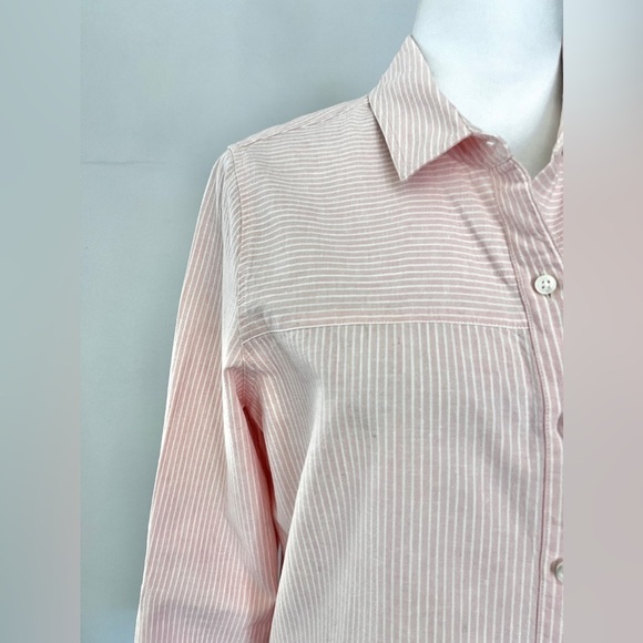 Barbour Beachfront Pink Stripe Button Front Linen & Cotton Shirt size 8 - Picture 3 of 14